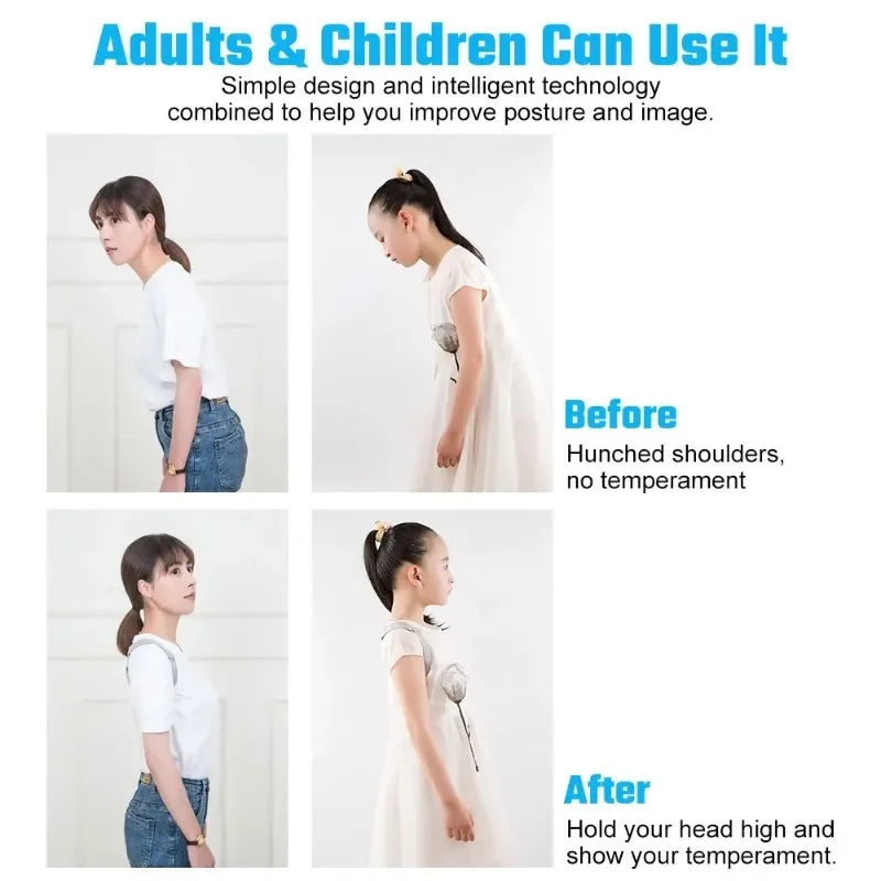 Smart Posture Corrector with Vibration Reminder – Adjustable Back Support Belt for Adults & Kids, Home & Office.