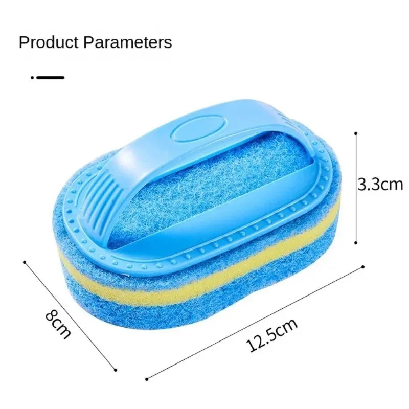 Magic Cleaning Sponge Brush – Multi-Purpose Kitchen, Bathroom & Toilet Scrubber with Handle for Glass, Tiles, Ceramic & Windows.