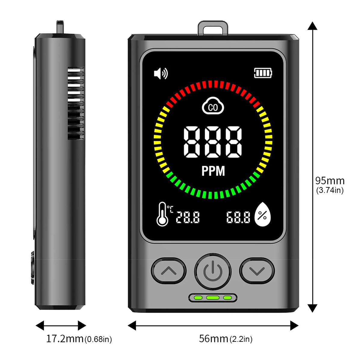 3-in-1 Carbon Monoxide Detector – Rechargeable CO Alarm with LCD Display for Homes.