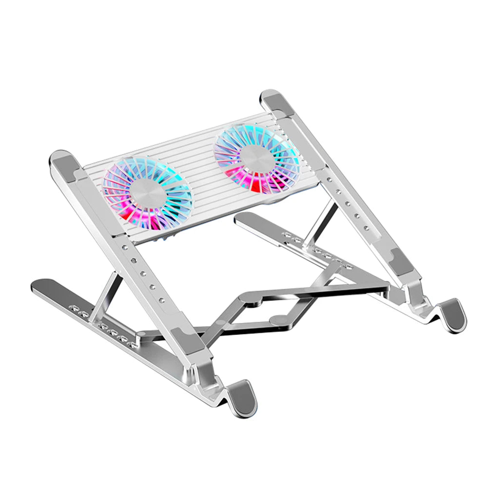RGB Laptop Cooling Pad with 2/4 Fans – Adjustable Foldable Stand for 11–17.3" Laptops.