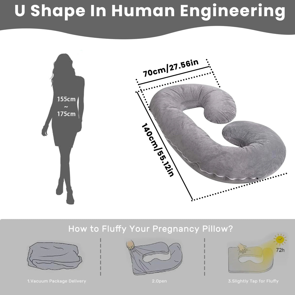 55-Inch C-Shaped Pregnancy Pillow.