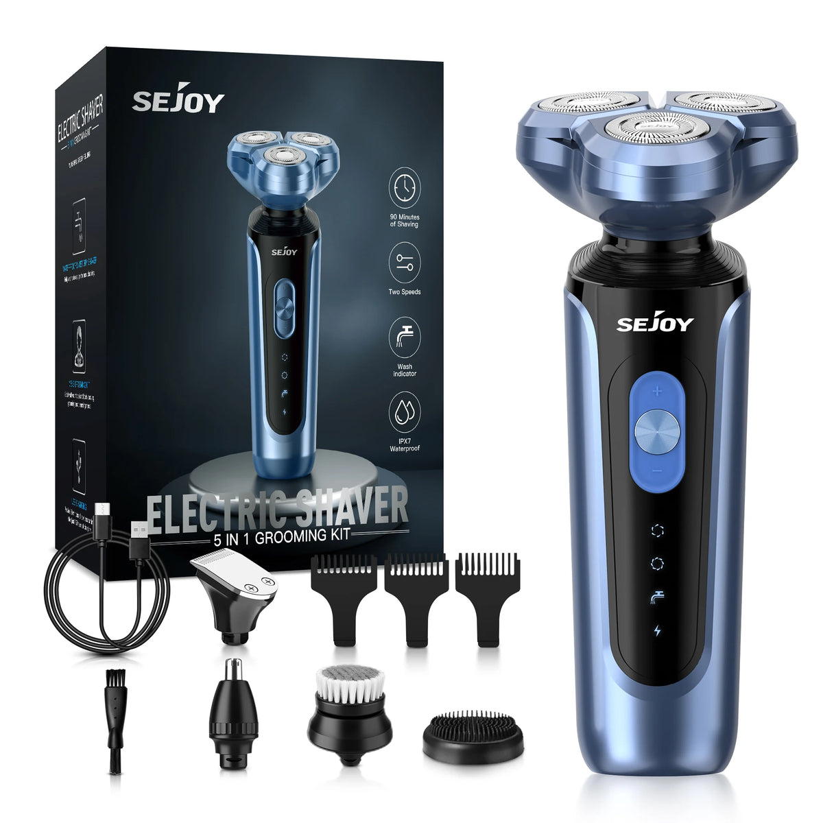 Men's Electric Shaver – 3D Floating Head Beard Trimmer, Portable Rechargeable Razor with Nose Hair Trimmer.