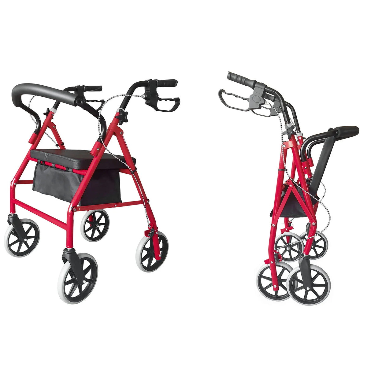 Foldable Rollator Walker with Seat – Height Adjustable 8" Wheels, Brakes & Storage Bag.