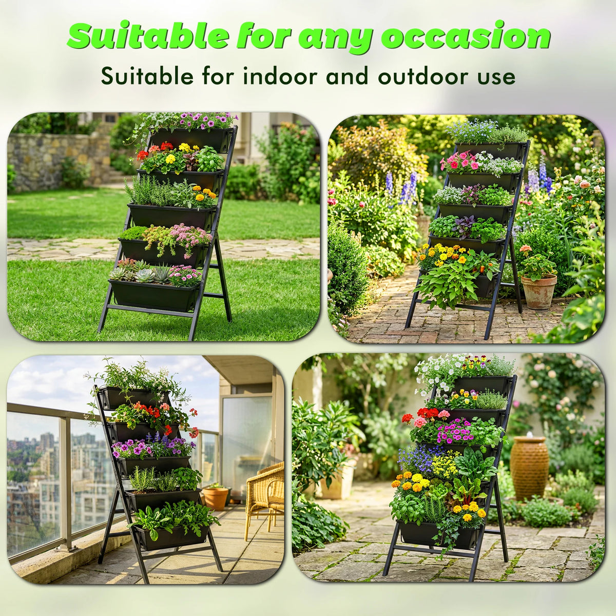 5-Tier Plant Stand – Multi-Level Steel Garden Plant Rack.