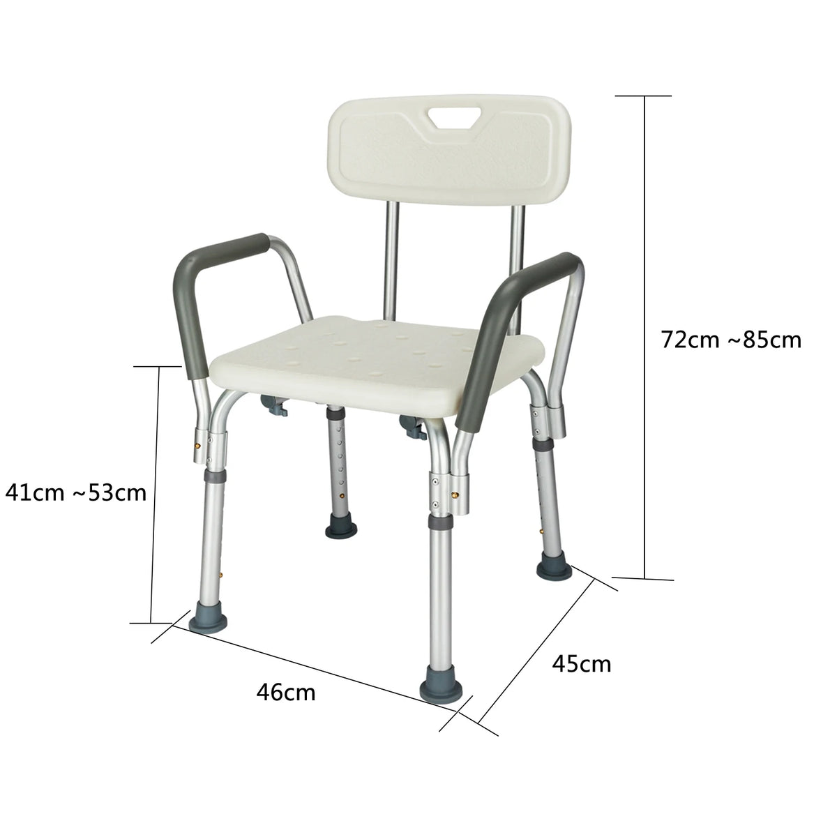 Medical Shower Chair with Backrest & Handles – Adjustable Height, Non-Slip Bath Seat.