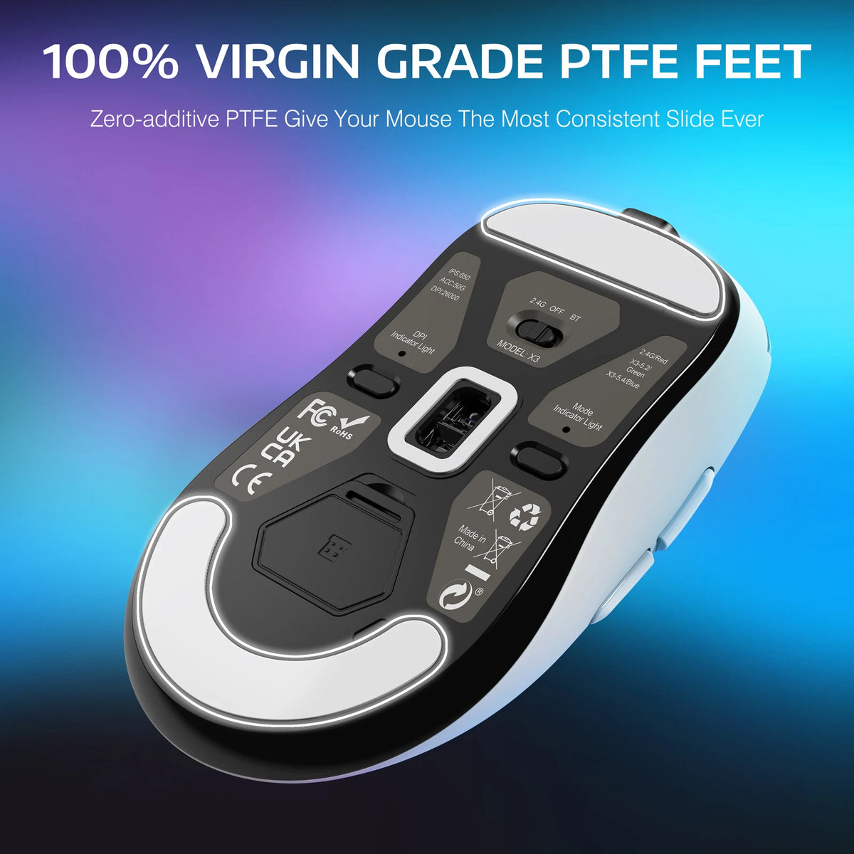 ATTACK SHARK X3 Wireless Gaming Mouse – 49g, PAW3395 26K DPI, Tri-Mode & Programmable Buttons.