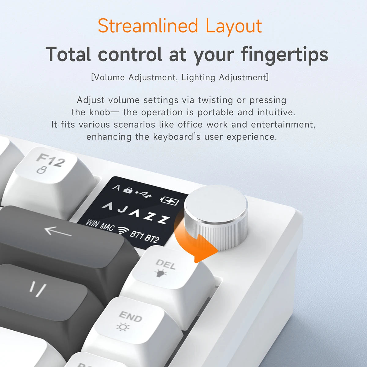Wireless Tri-Mode Mechanical Keyboard – 75% Layout, RGB, Display & Multi-Function Knob.