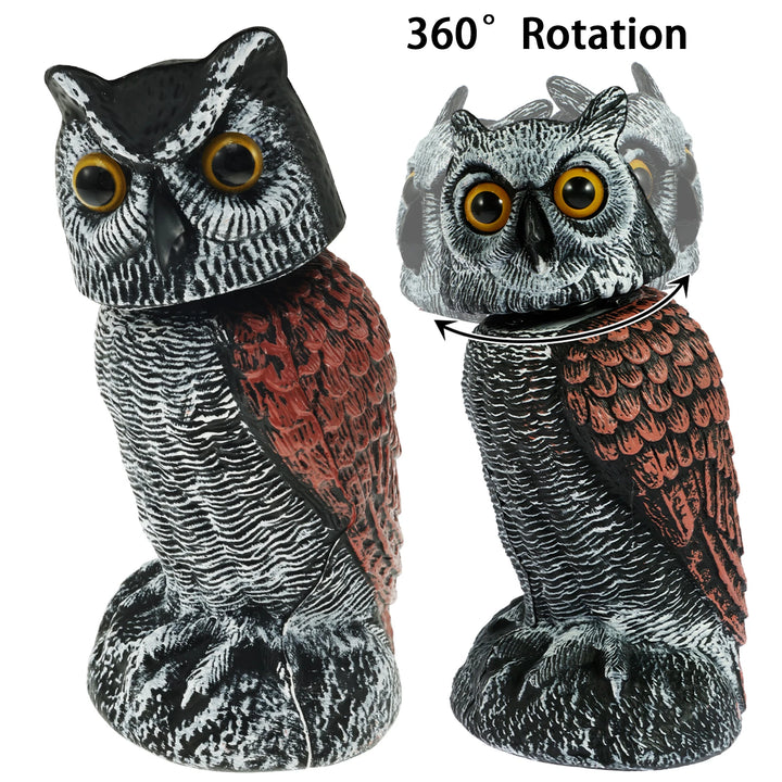 360° Rotating Fake Owl Decoy – Motion-Activated Bird Deterrent with Moving Head.