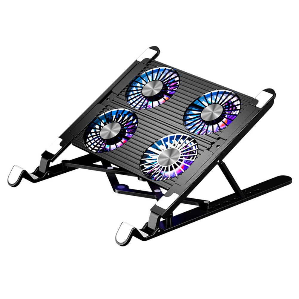 RGB Laptop Cooling Pad with 2/4 Fans – Adjustable Foldable Stand for 11–17.3" Laptops.