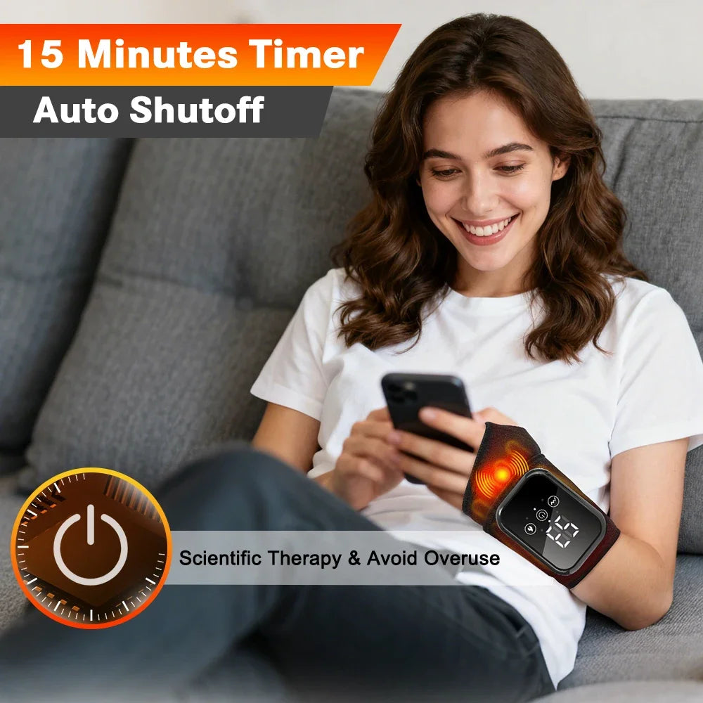 Cordless Wrist Support Wrap with 15-Min Timer & 2000mAh Rechargeable Battery.