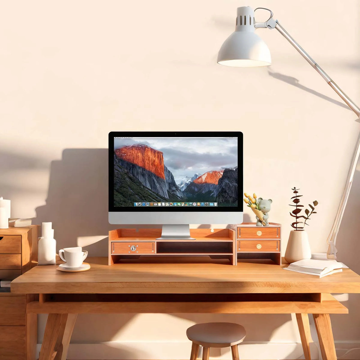 Computer Monitor Stand Riser – Sturdy Ergonomic Desktop Shelf & Storage Organizer.