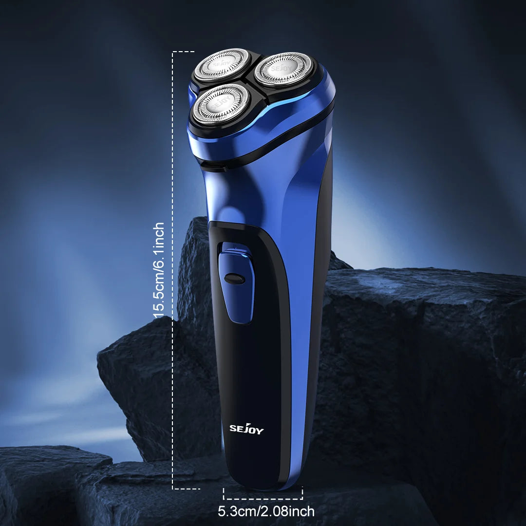 Men's Electric Shaver – Cordless Rotary Razor with Pop-Up Trimmer, Wet & Dry Use, USB Fast Charging for Travel.