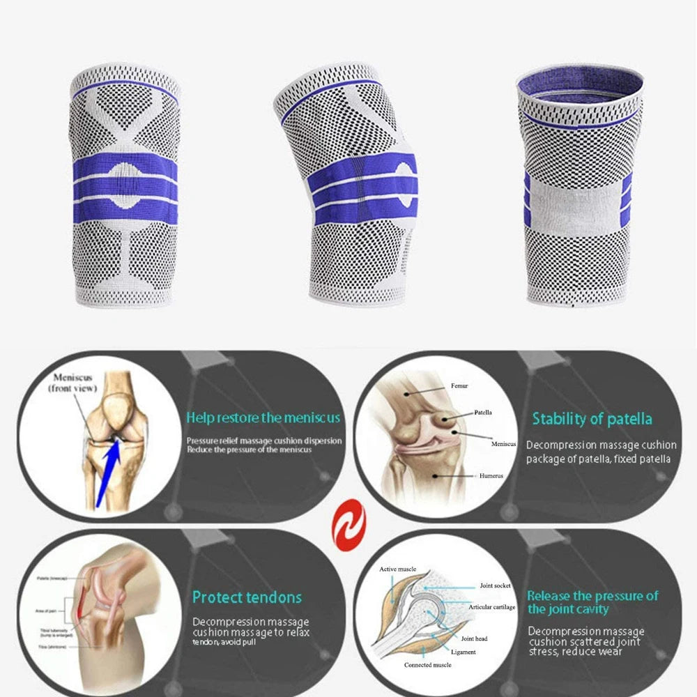 Silicone Padded Knee Support Sleeves for Sports & Fitness.