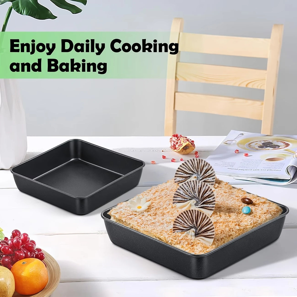 3-Piece Carbon Steel Non-Stick Baking Tray Set – 3 Sizes for Cakes, Bread & Pastries.
