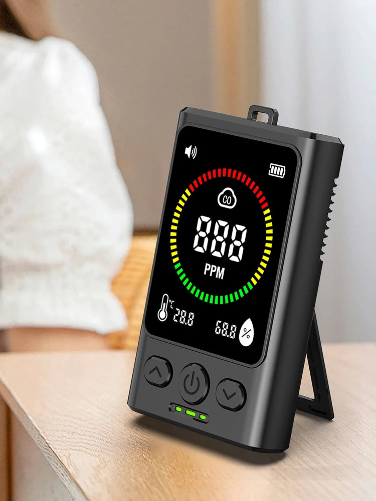 3-in-1 Carbon Monoxide Detector – Rechargeable CO Alarm with LCD Display for Homes.