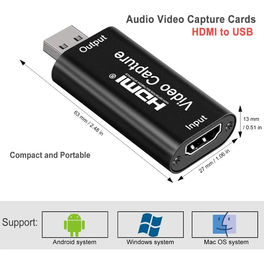 USB 3.0 Video Capture Card 4K 1080P USB 2.0 HDMI Game Grabber Box for PS4 DVD Camera PC Recording Placa De Video Live Streaming