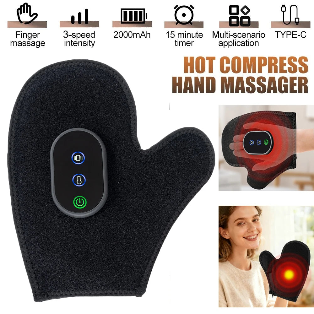 Electric Hand Massager with Heat & Vibration – Finger, Palm & Wrist Relaxation Glove.