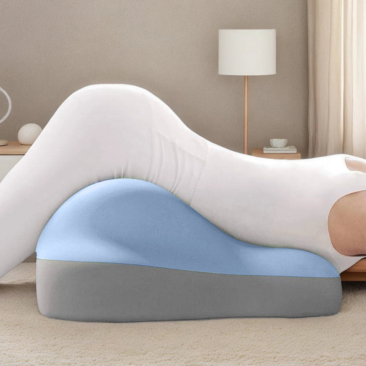 Multifunctional Wedge Support Pillow with Memory Foam Seat Cushion – Comfortable Back & Hip Support for Sitting and Resting.