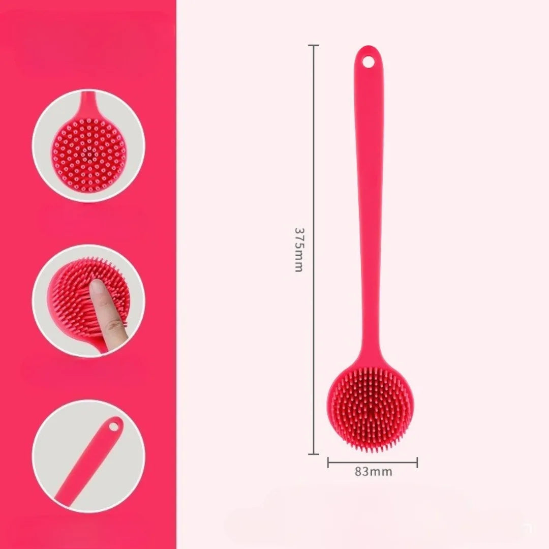 Silicone Body Scrubber with Long Handle – Back Brush Exfoliating Shower & Bath Skin Massager.