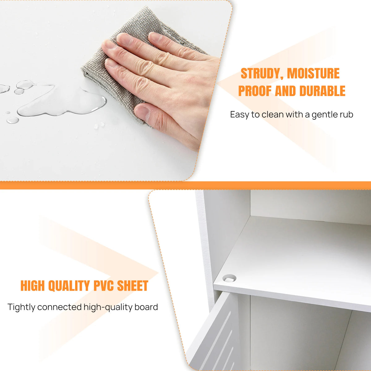 Tall 5-Tier Bathroom Storage Cabinet – 2-Door PVC Waterproof Organiser.