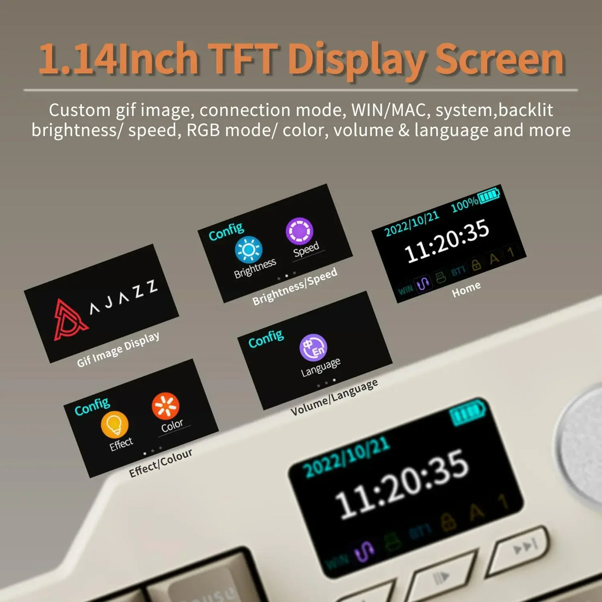 AJAZZ AK35I V3 104-Key Gasket Mechanical Keyboard – TFT Display, RGB, Hot-Swap & Tri-Mode.
