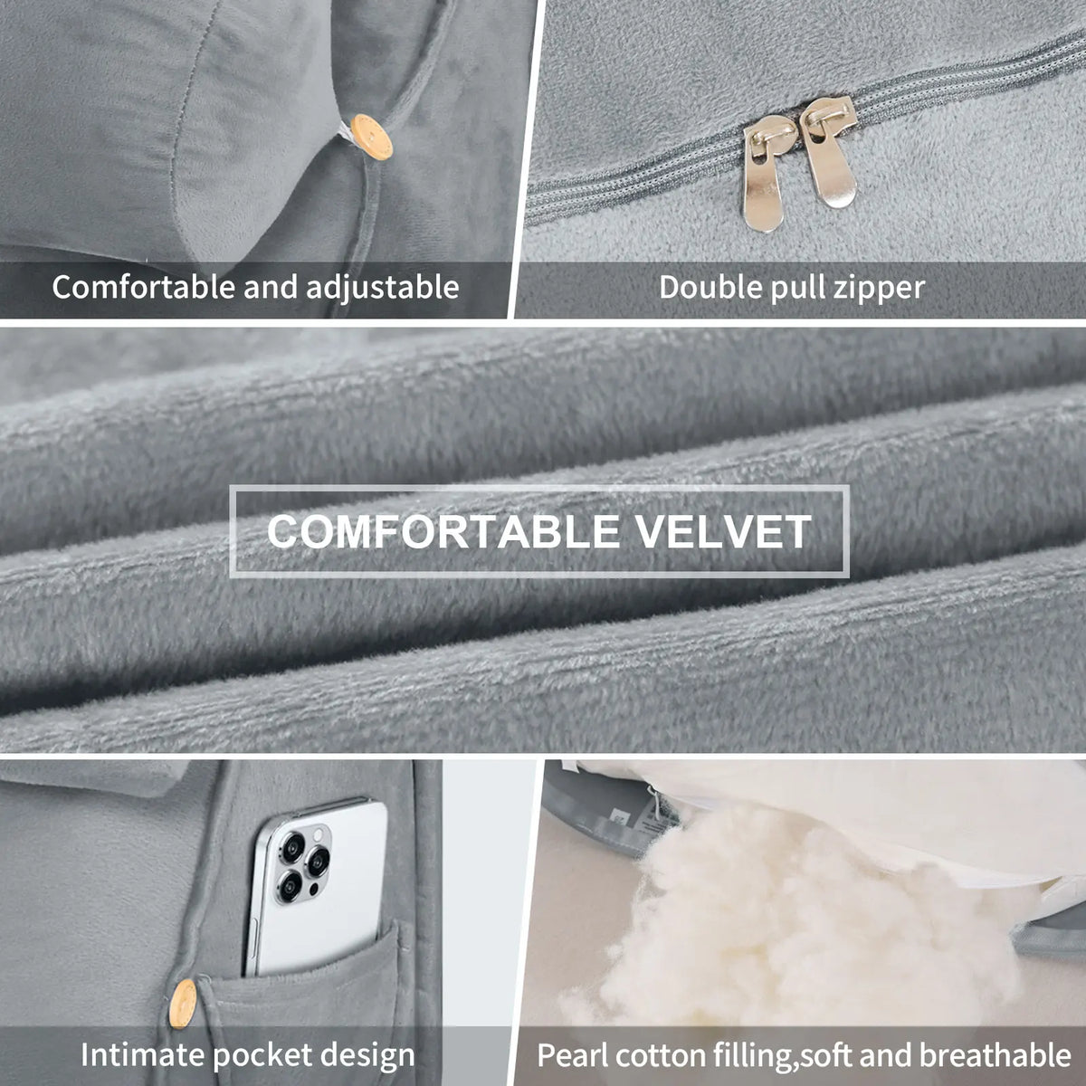 Ergonomic Back Support Pillow with Neck Roll – Wedge Cushion for Bed, Sofa & Chair.