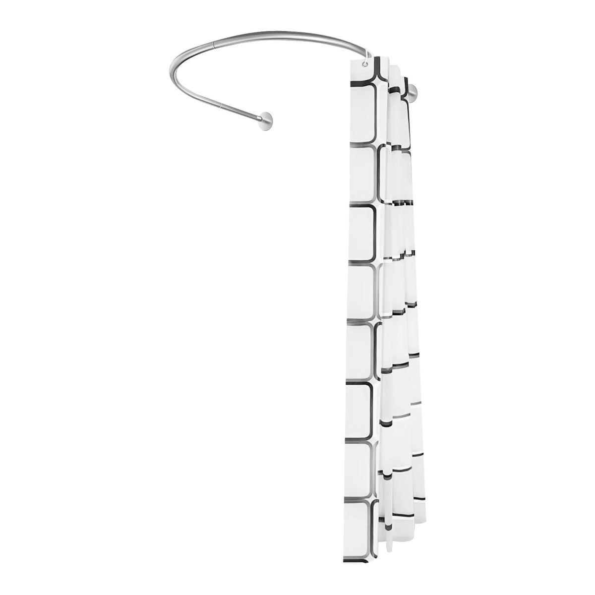 Extendable U-Shaped Shower Curtain Rod – Adjustable Curved Bathroom Curtain Rail.