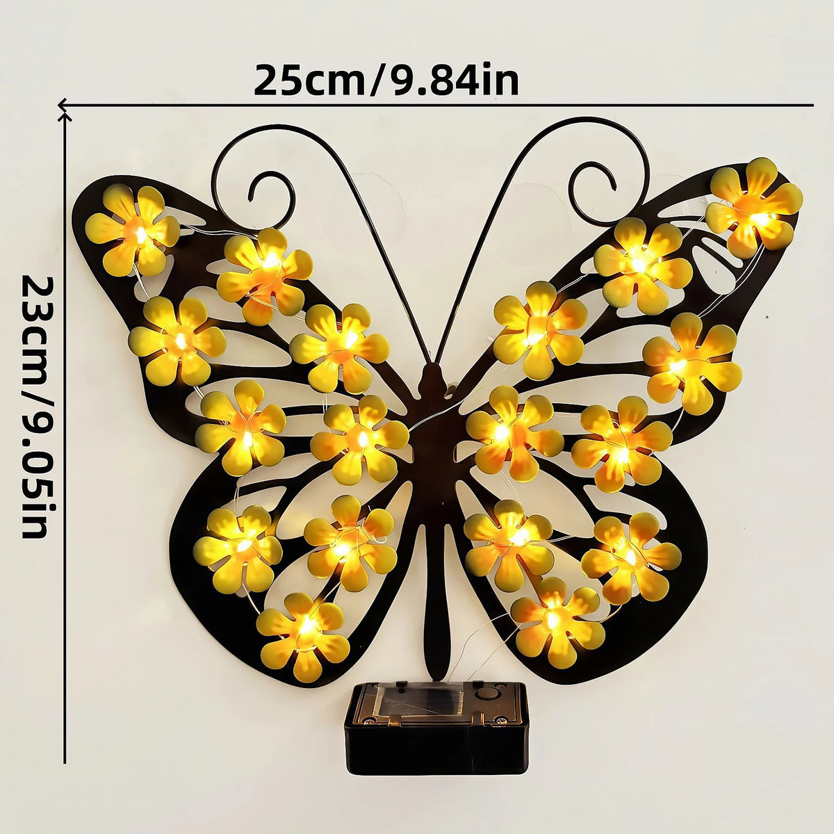 LED Solar Metal Wall Lights – Butterfly, Bee & Owl Garden Decoration Lamps.