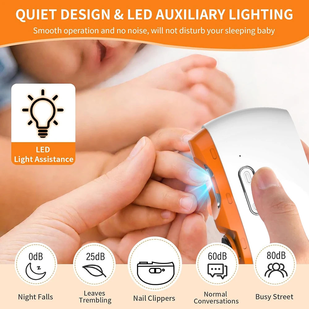 2-in-1 Automatic Electric Nail Clipper – Nail Trimmer & Grinder with LED Light, USB Rechargeable Nail Polisher.