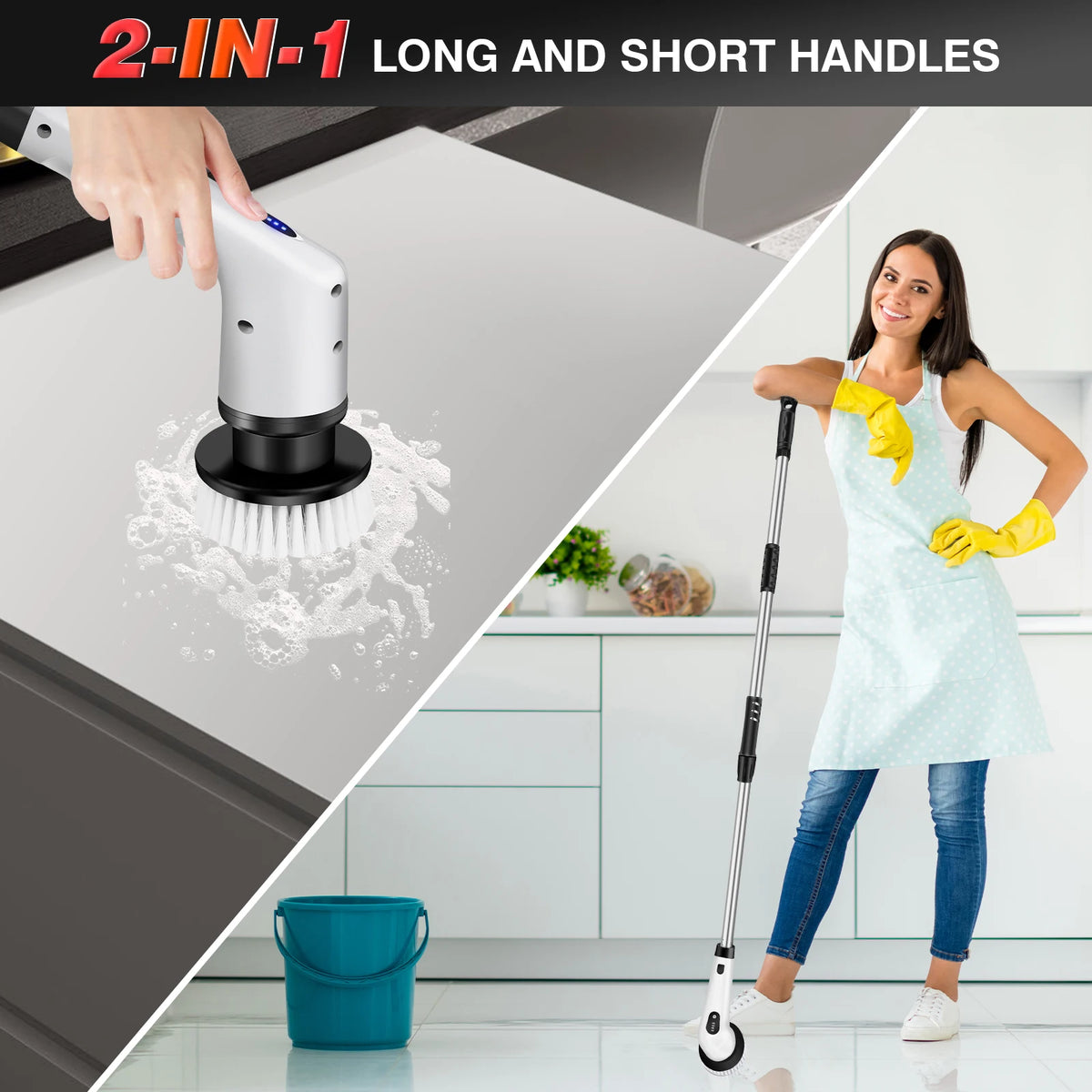 DayPlus 10-in-1 Cordless Electric Spin Scrubber – Multifunctional Rotary Cleaning Brush for Bathroom, Kitchen & Home.