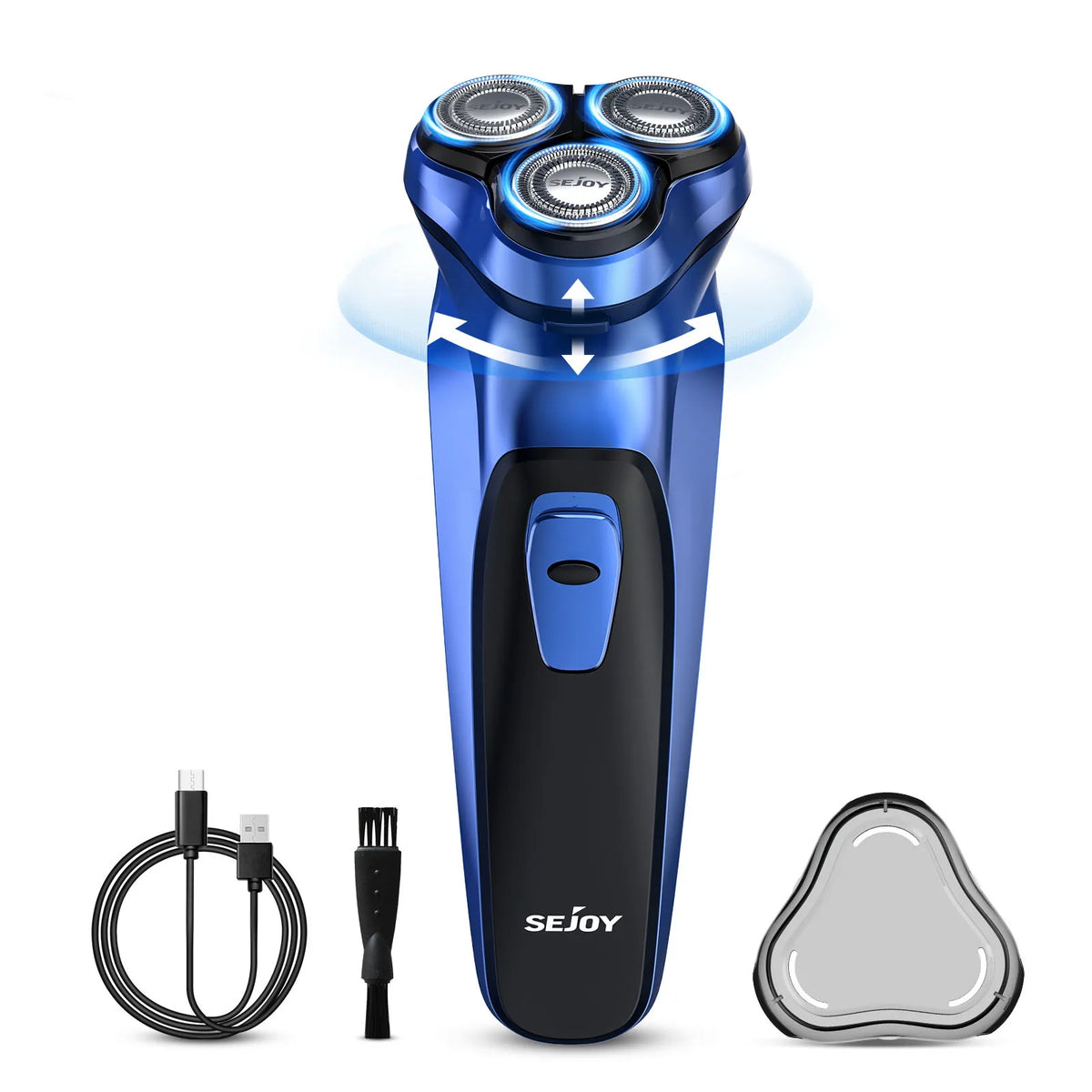 Men's Electric Shaver – Cordless Rotary Razor with Pop-Up Trimmer, Wet & Dry Use, USB Fast Charging for Travel.