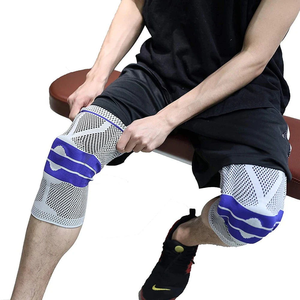 Silicone Padded Knee Support Sleeves for Sports & Fitness.