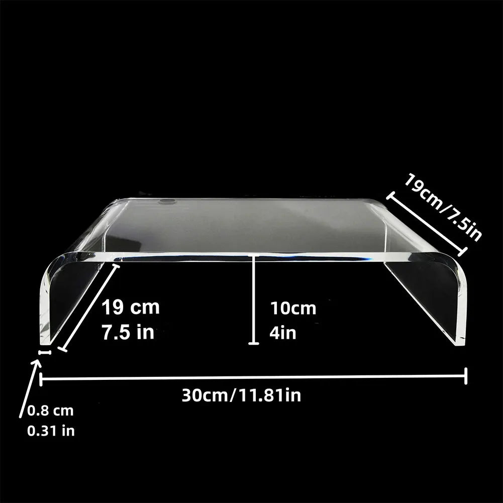 Acrylic Monitor & Laptop Stand Riser – Desktop Organiser with Keyboard & Storage Space.