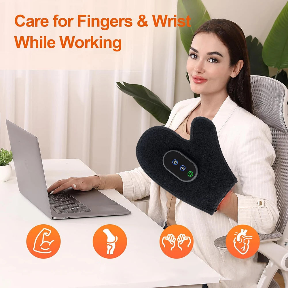 Electric Hand Massager with Heat & Vibration – Finger, Palm & Wrist Relaxation Glove.