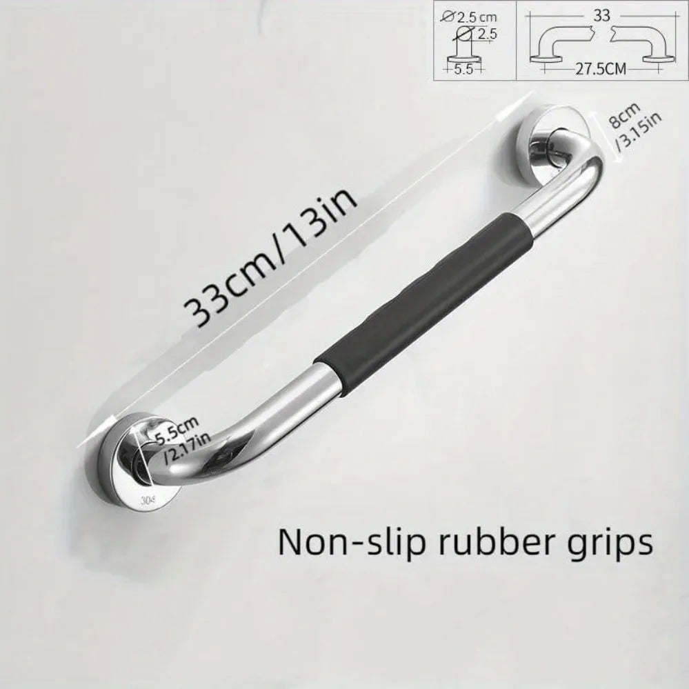 2-Piece Stainless Steel Shower Grab Bars – Non-Slip Bathroom Safety Handles with Silicone Grip.