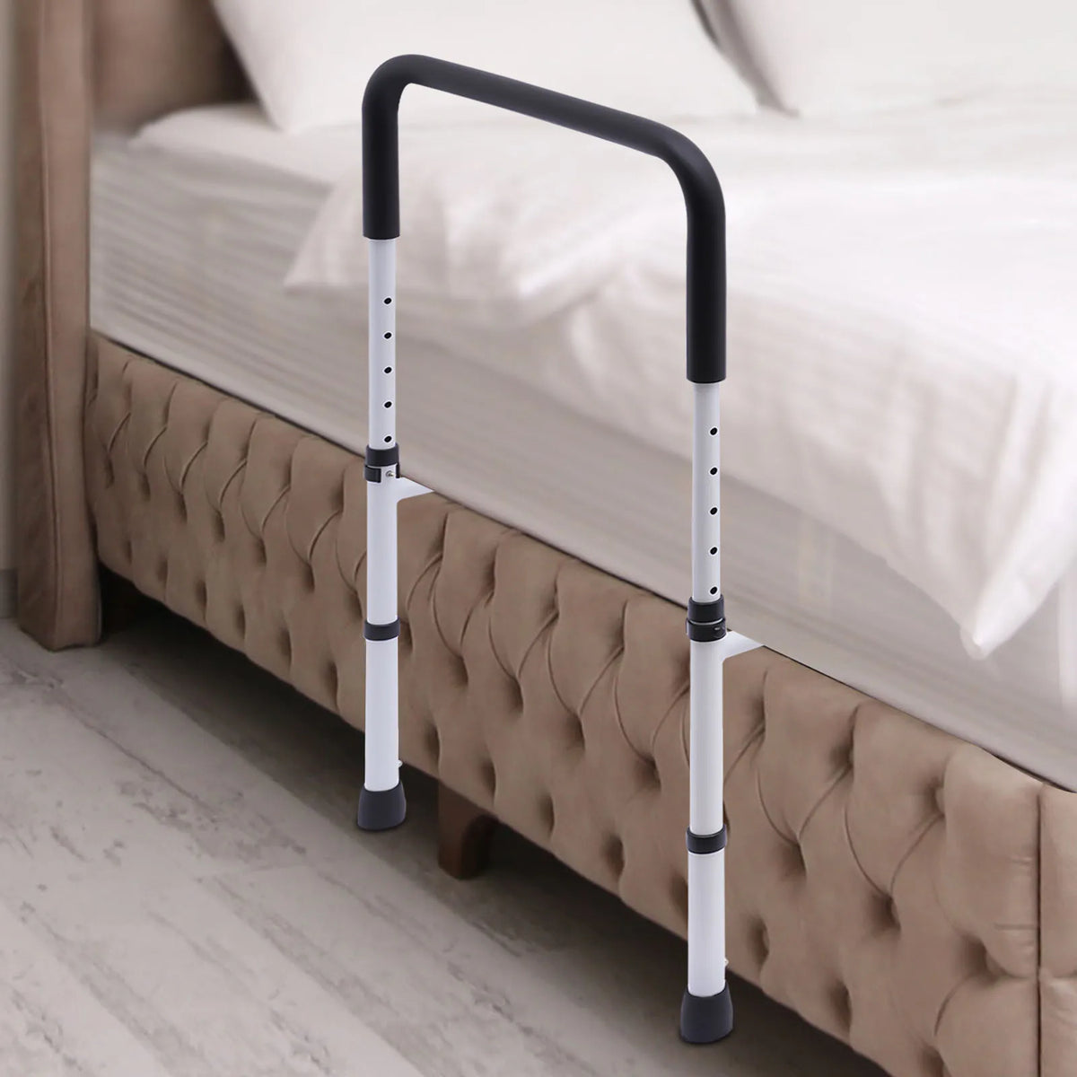 Adjustable Height Bed Rail – Non-Slip Floor-Standing Bedside Grab Bar for Adults & Elderly.