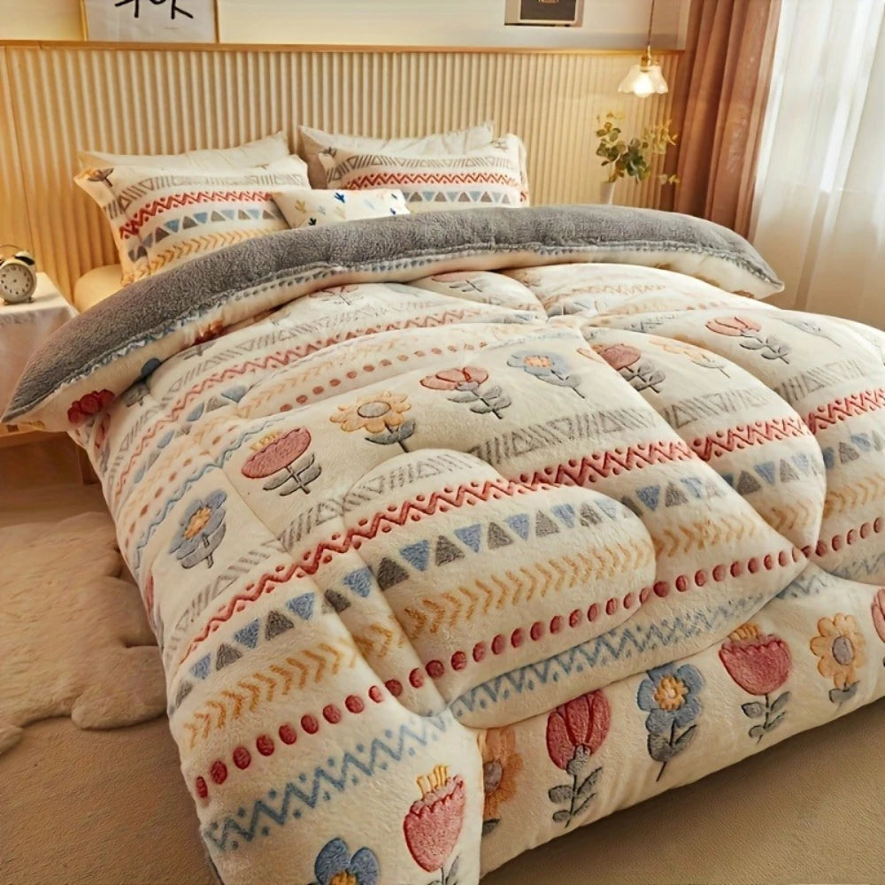 Snow Fleece Comforter – Ultra-Warm Thick Winter Blanket, Soft Anti-Static Bedding.