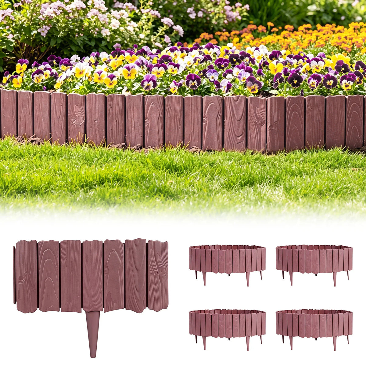 20-Piece Imitation Stone Garden Fence – Decorative Lawn & Plant Border Edging.