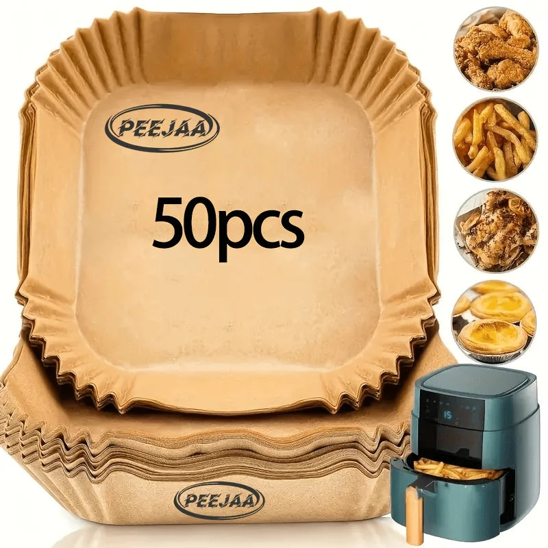 Air Fryer Paper Liners – Non-Stick Disposable Parchment Liners for Easy Cooking & Cleanup.