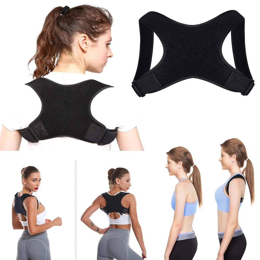 Posture Corrector & Back Support Brace – Adjustable Lumbar and Shoulder Support Belt for Men & Women.