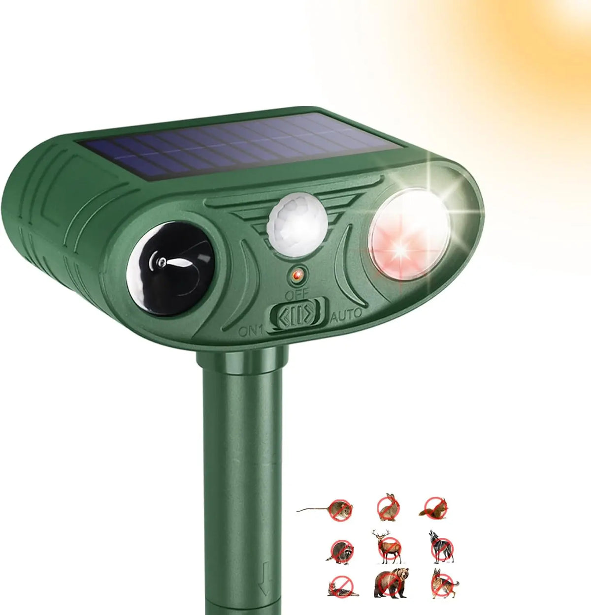 Ultrasonic Animal Repeller with Motion Sensor.