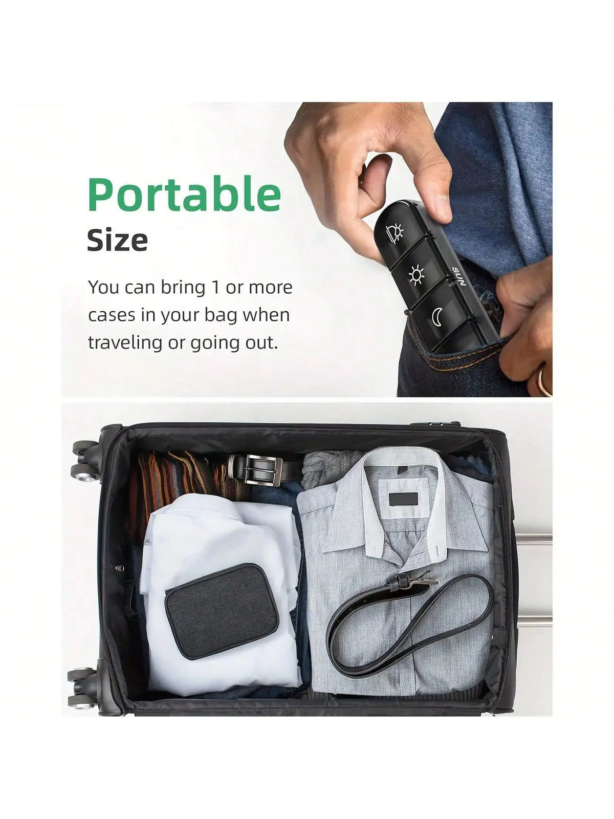 Weekly Pill Organizer 4 Times a Day with a Business Stylish Bag, Portable Pill Box 7 Day with 28 Compartments .