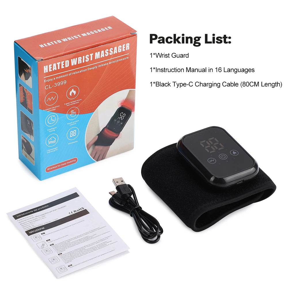 Cordless Wrist Support Wrap with 15-Min Timer & 2000mAh Rechargeable Battery.