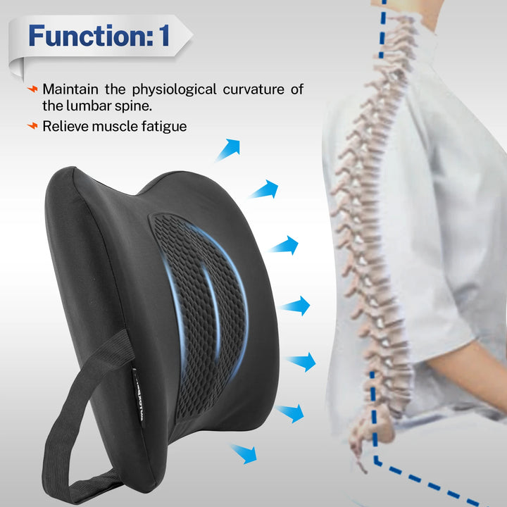 Memory Foam Lumbar Support Cushion – Ergonomic Backrest Pillow for Wheelchair, Office Chair & Car Seat