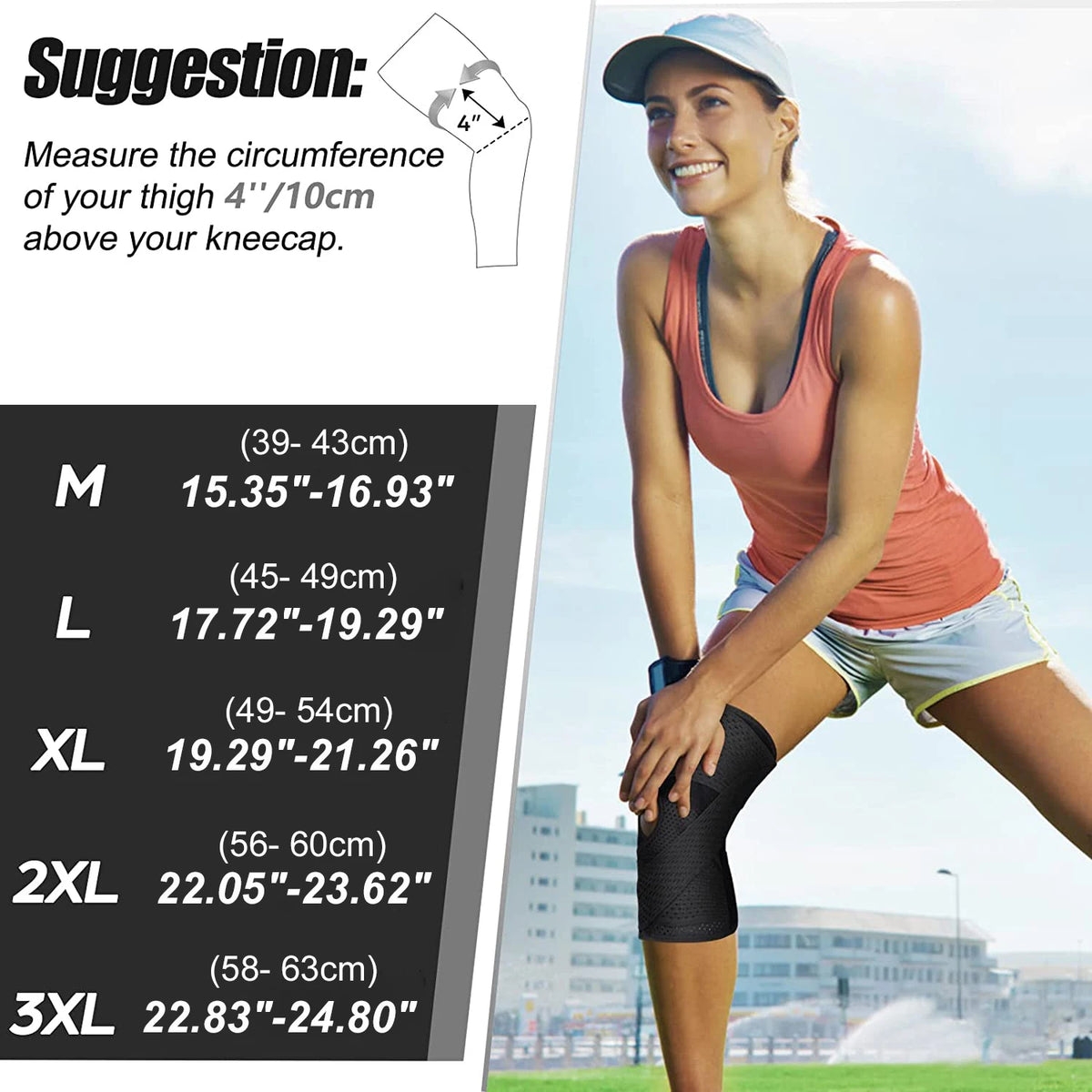 Knee Compression Support Brace with Side Stabilizers & Breathable Air-Mesh Fabric