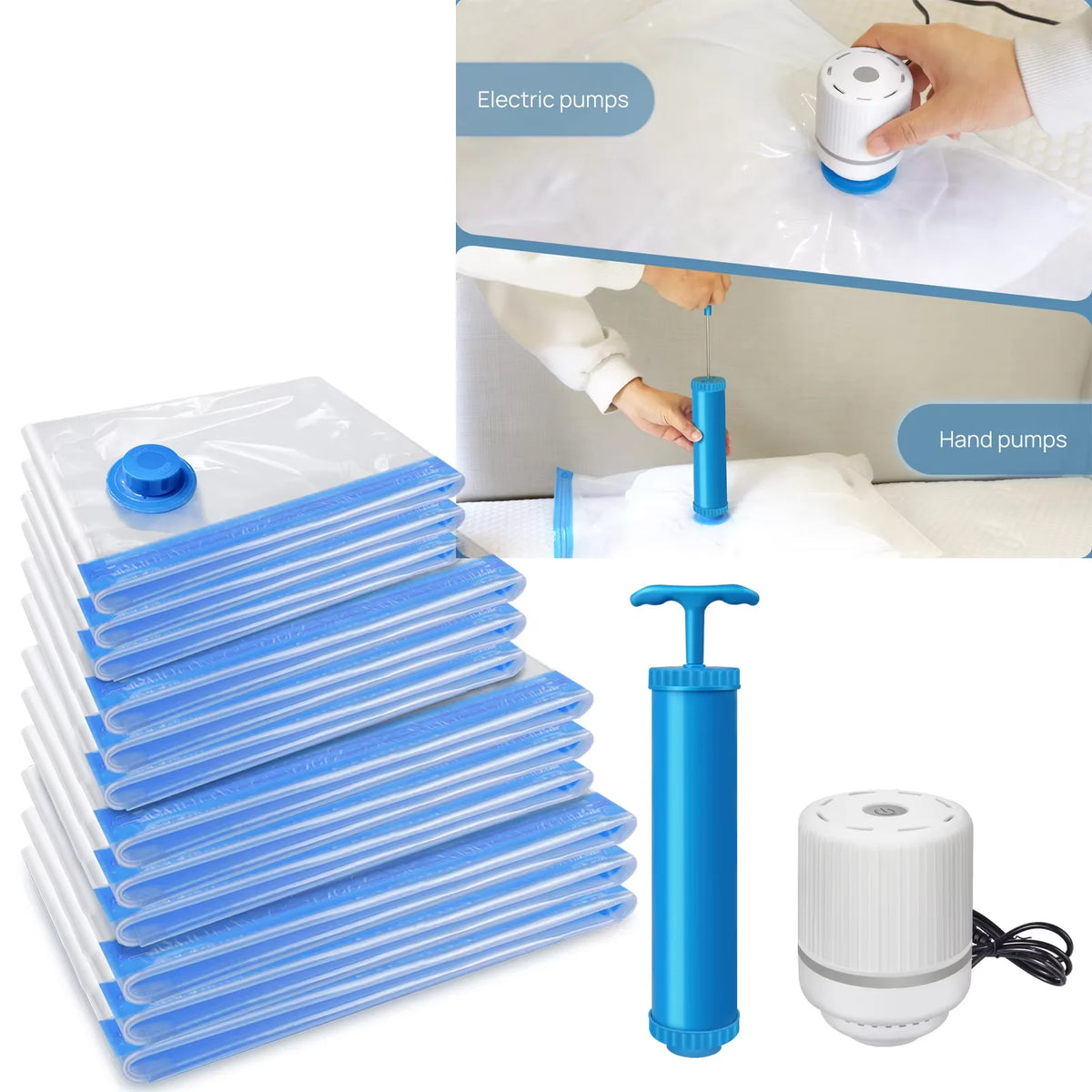 12-Pack Strong Vacuum Storage Bags – Space-Saving Large Clothes & Organiser Bags.
