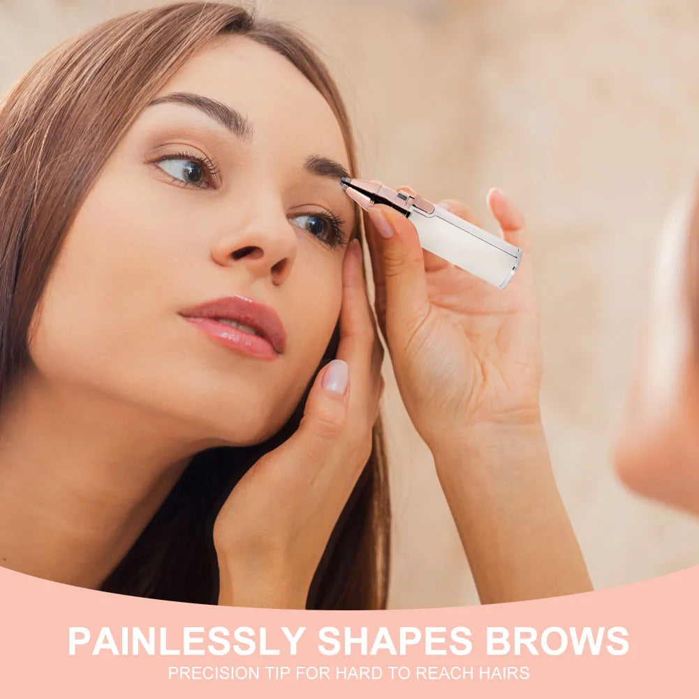 2-in-1 Women's Electric Eyebrow Trimmer – USB Rechargeable Nose Hair Remover with Washable Head.