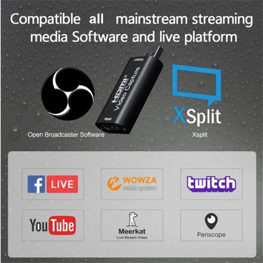 USB 3.0 Video Capture Card 4K 1080P USB 2.0 HDMI Game Grabber Box for PS4 DVD Camera PC Recording Placa De Video Live Streaming