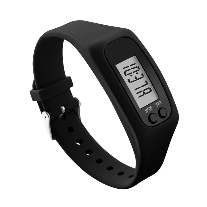 LED Pedometer Bracelet – Walking & Running Step Tracker with 12/24H Time Display, Silicone Fitness Wristband.