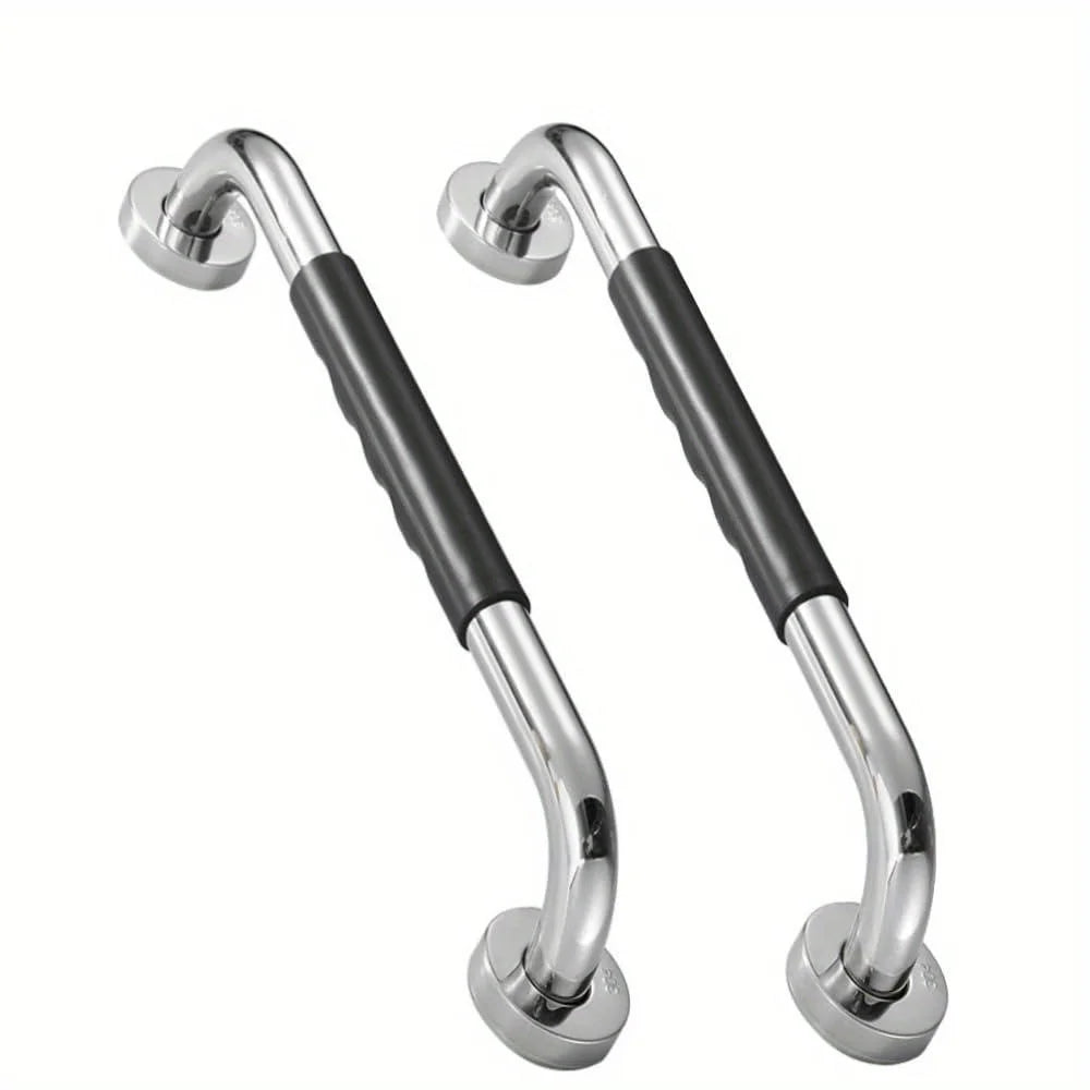 2-Piece Stainless Steel Shower Grab Bars – Non-Slip Bathroom Safety Handles with Silicone Grip.